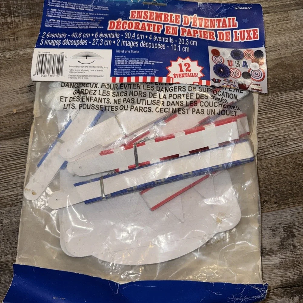 Patriotic Decorations Red White Blue Hanging Paper Fans for American 12 Fans